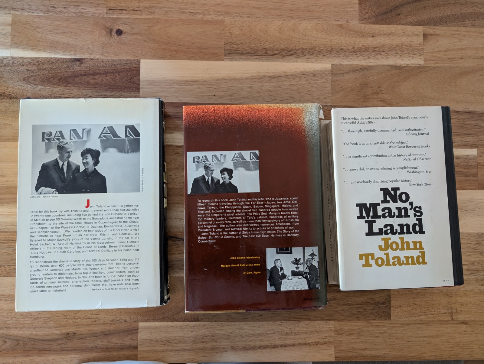 Lot of 3 John Toland Book: The Last 100 Days & The Rising Sun & No Man&rsquo;s Land