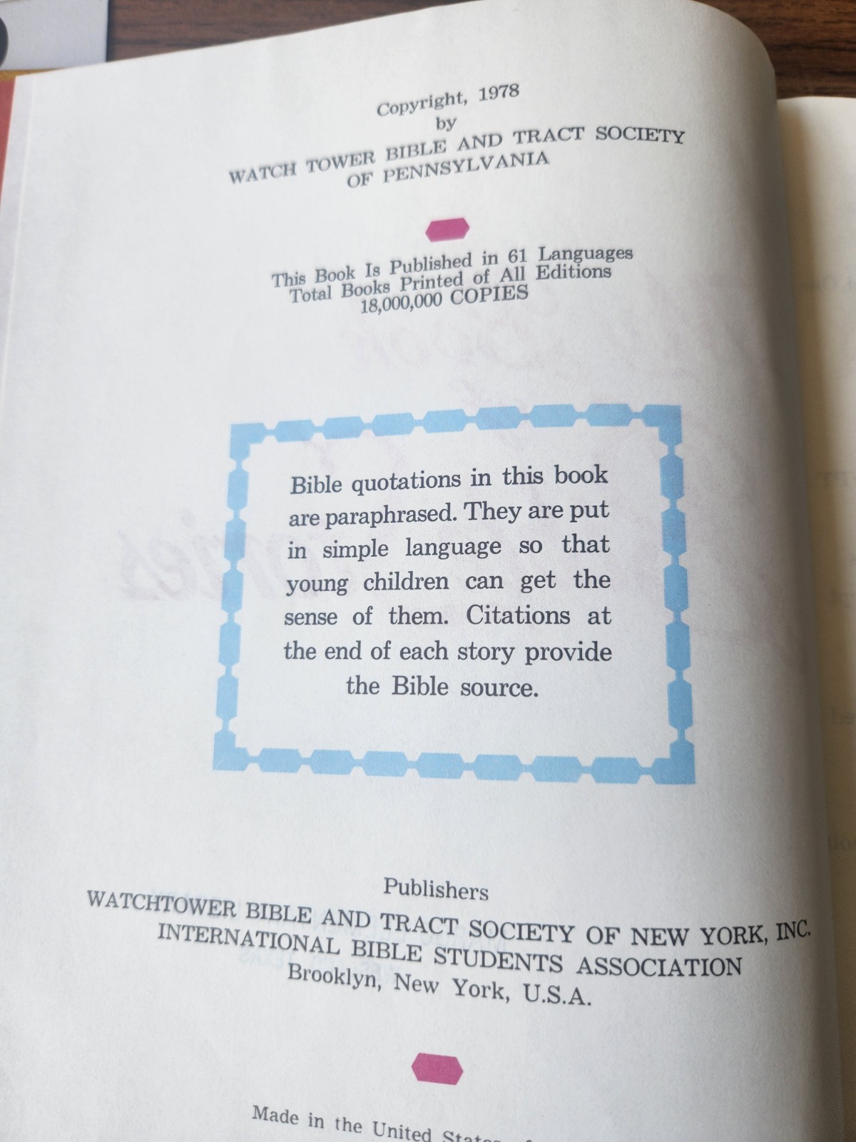Vintage &lsquo;My Book Of Bible Stories&rsquo; Copyright 1978 Yellow Hardcover