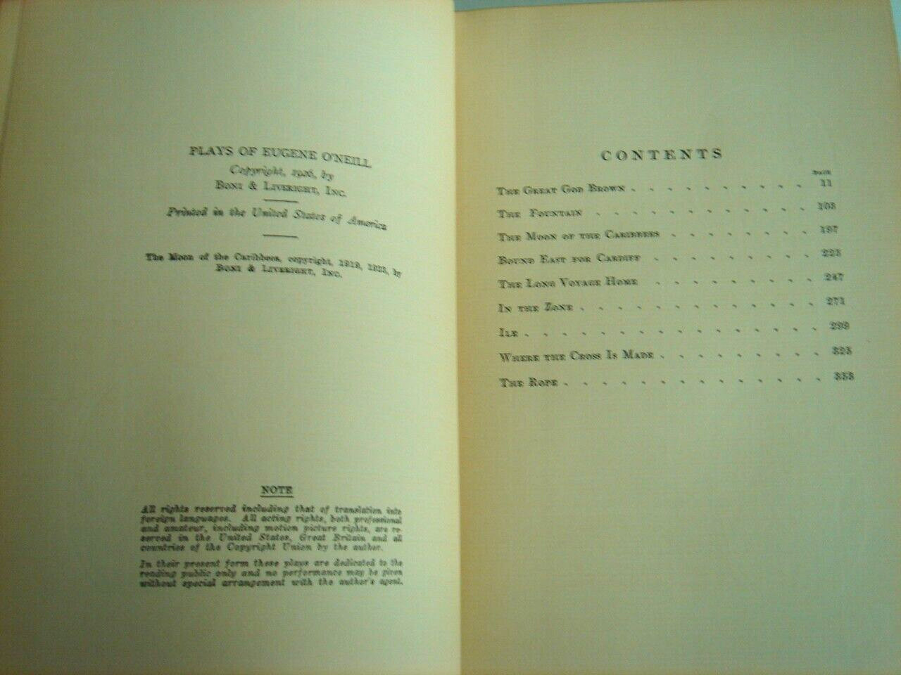 Eugene O&rsquo;Neill 1926 A Collection of Nine O&rsquo;Neill Plays 383 Pages Good Condition