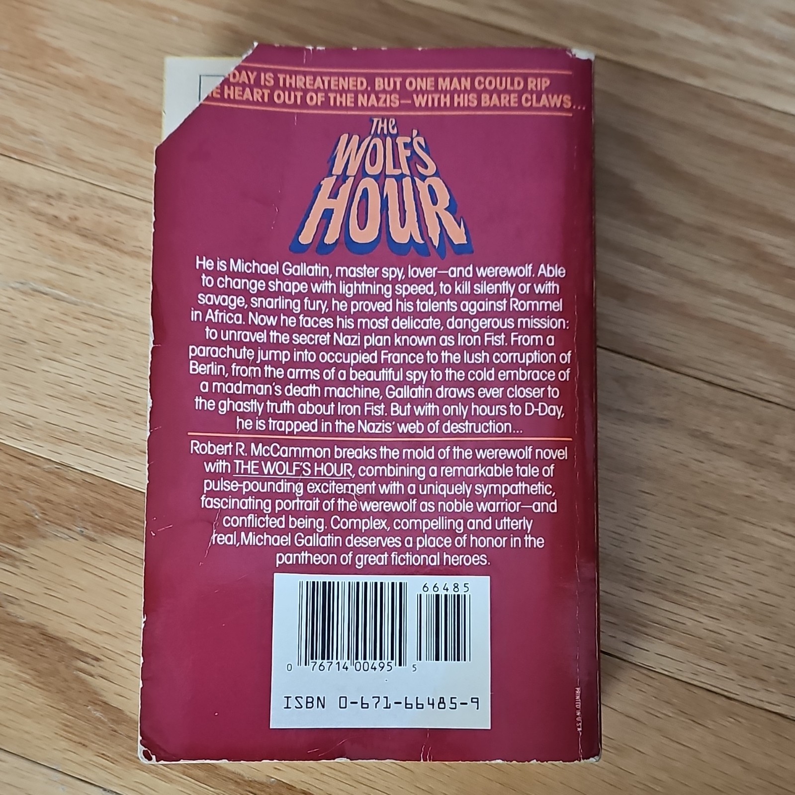 Robert R. McCammon The Wolf&rsquo;s Hour PB Pocket Books 1989 After Dark 1st Ed