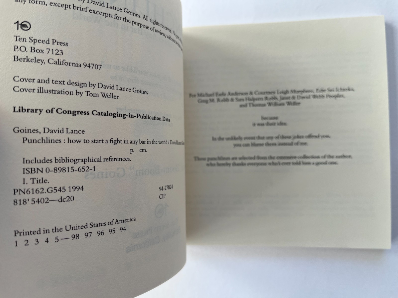 Punchlines By DAVID GOINES ~ rare humor book by poster artist calligraphy