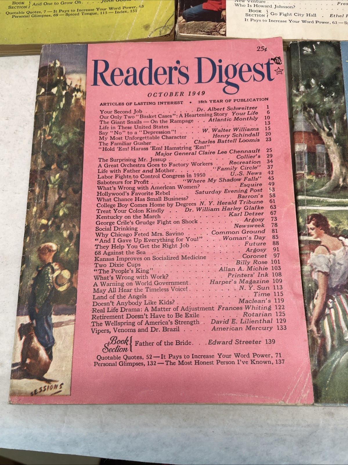 1949 READER’S DIGEST MAGAZINE Lot Of 11. Vintage History Shorts.