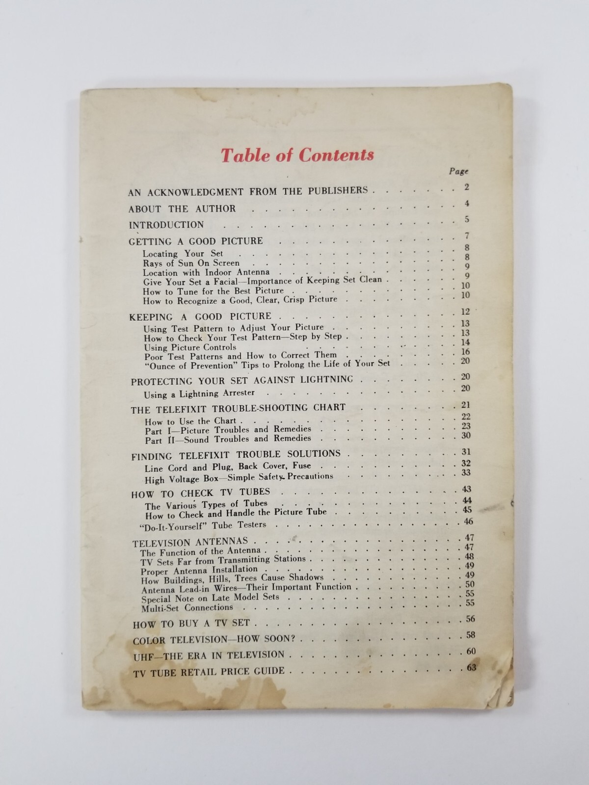 1950&rsquo;S GENERAL TELEVISION MANUAL (MISSING COVER)