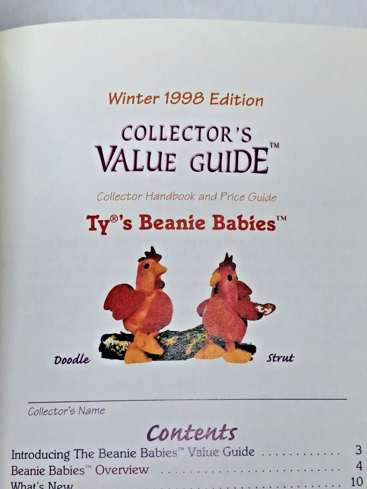 WINTER 1998 Edition COLLECTORS VALUE GUIDE TY&rsquo;s BEANIE BABIES pre-owned PB book