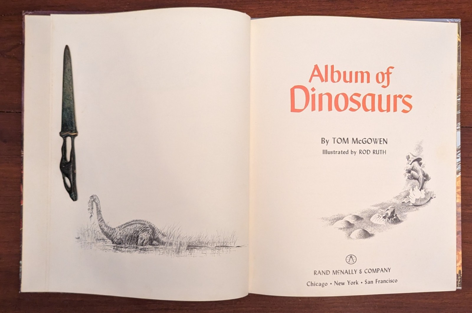 Album Of Dinosaurs Vintage Children&rsquo;s Hardcover Tom McGowen Rand McNally 1976