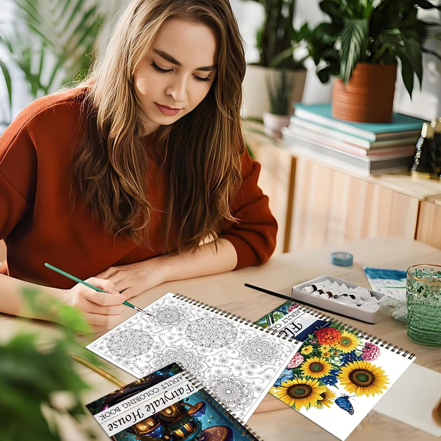 Adult Coloring Set of 3 Coloring Books for Adults Relaxation Include Mandalas,F