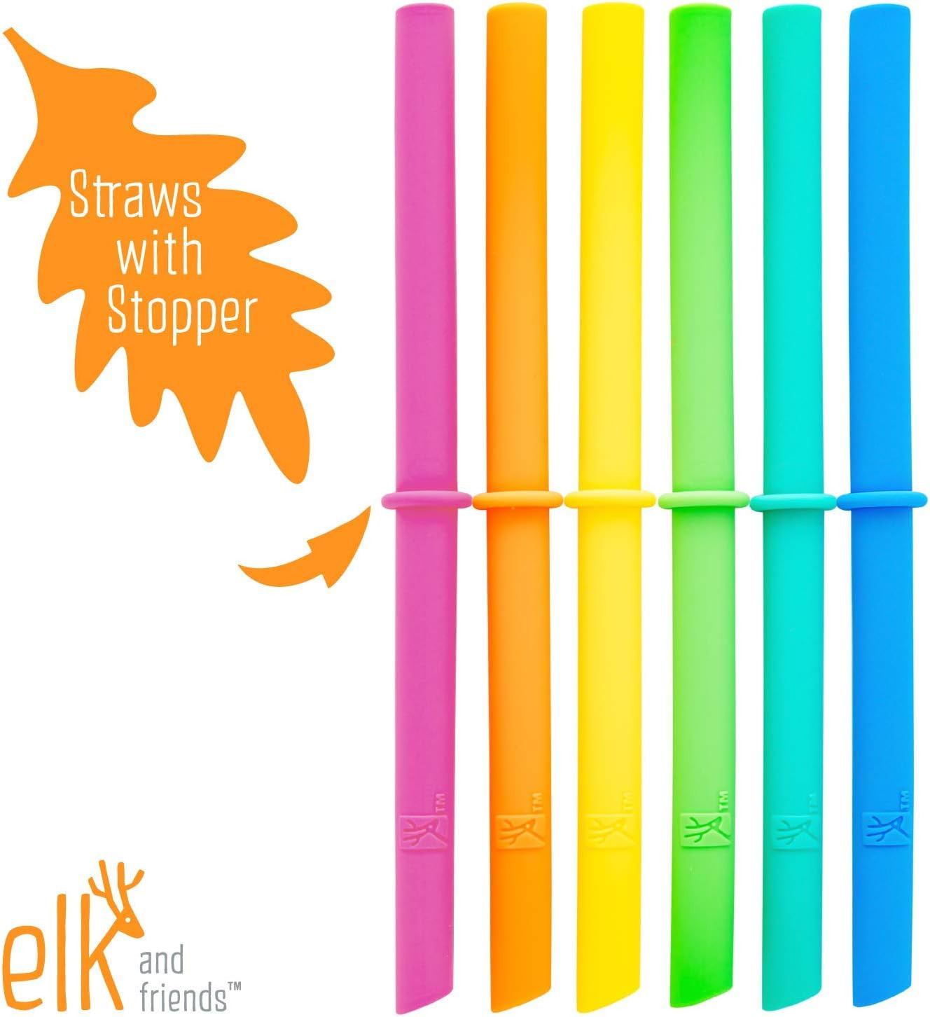 Adult & Kid&rsquo;s Reusable Silicone Straws with Stopper for 8oz & 10oz Mason Jars or