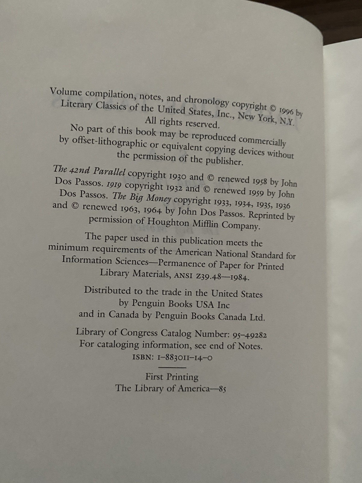 John Dos Passos 3 Volumes The Library of America Slipcase