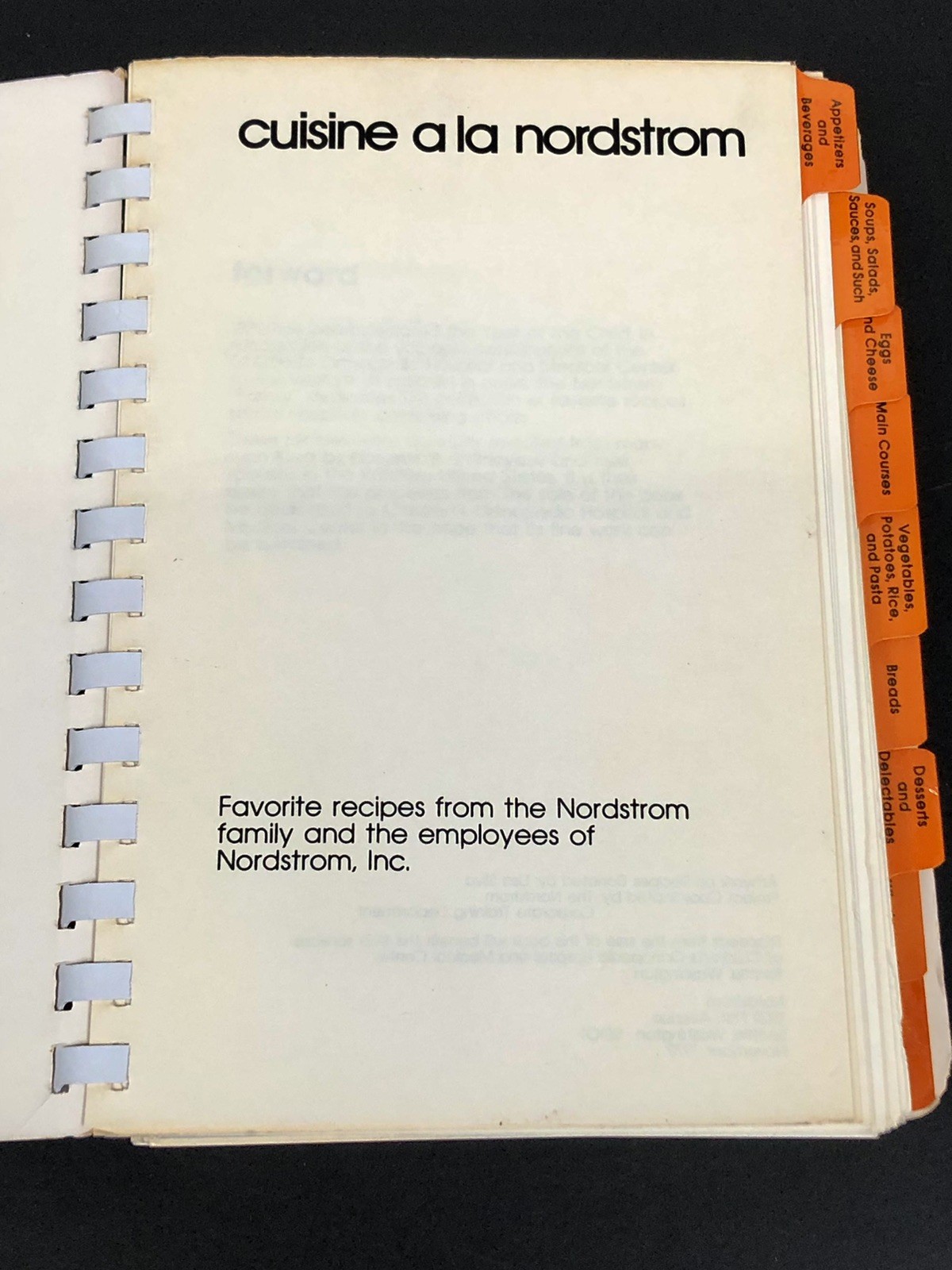 Vtg Cookbook &lsquo;Cuisine a la Nordstrom&rsquo; Vol. 1 Family, Employee Recipes (1979)