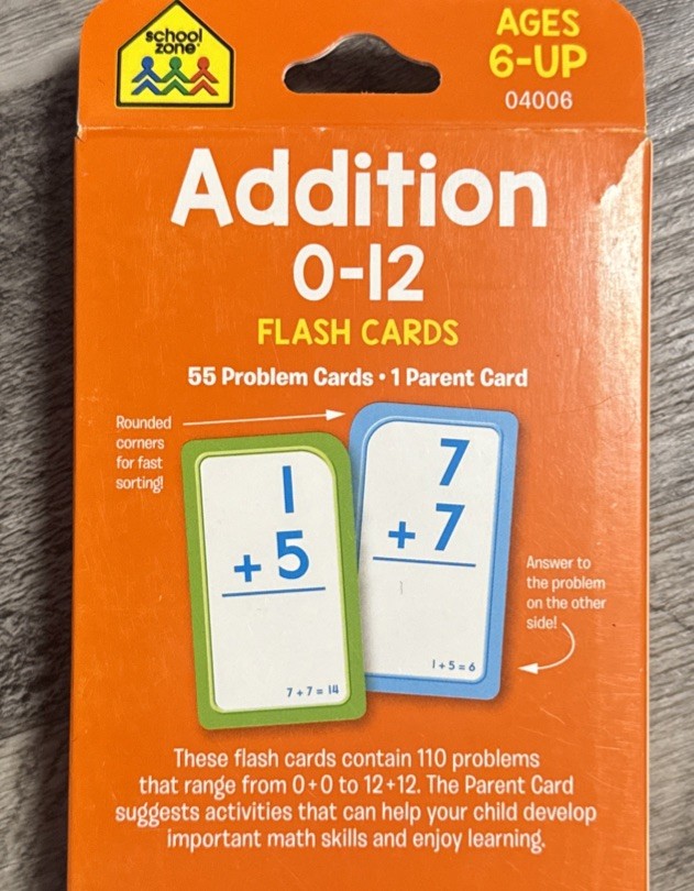 Addition 0-12 by School Zone Publishing Company Staff (2019, Cards,Flash Cards)
