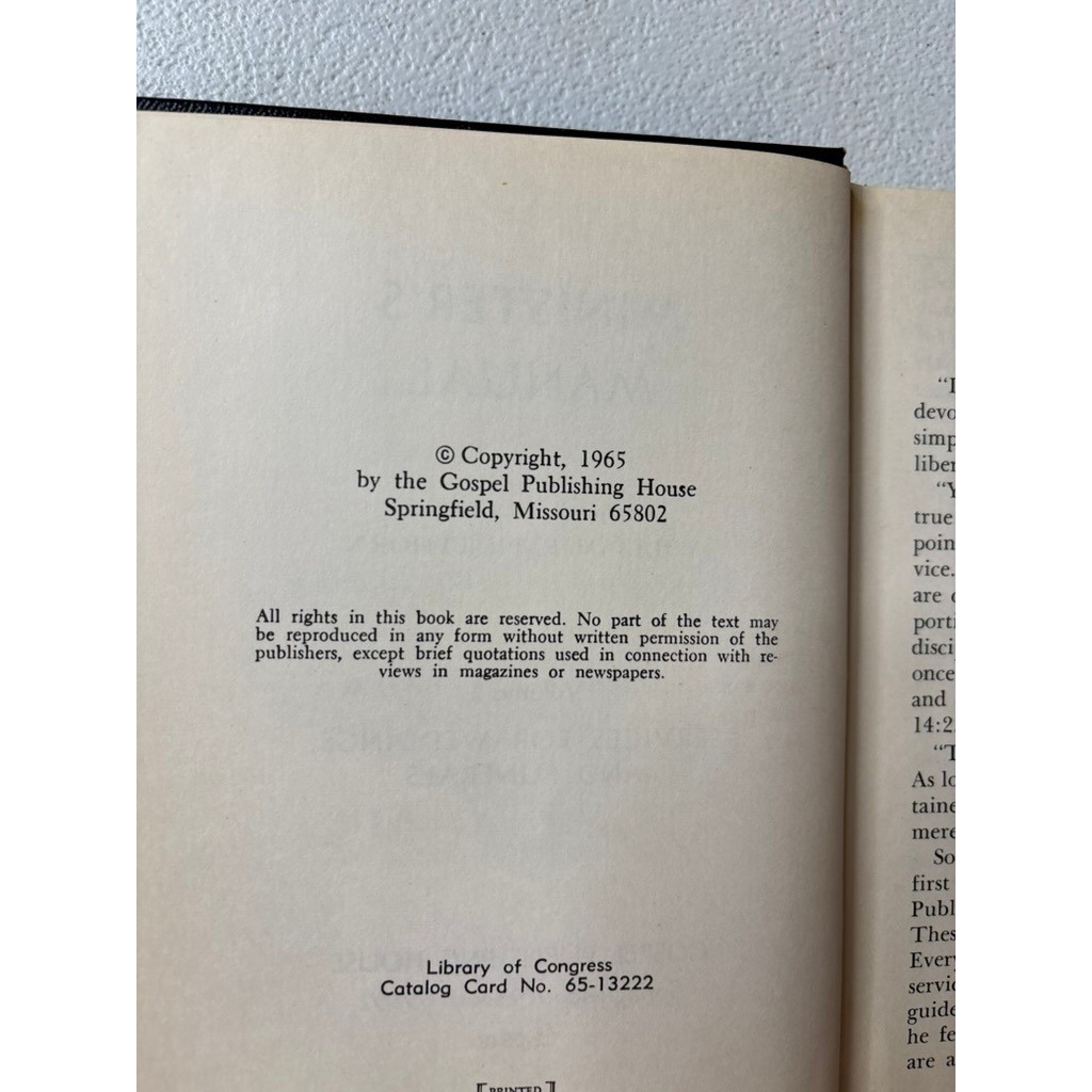 Gospel Publishing House Minister&rsquo;s Manual Vol 2 Weddings Funerals Black 1965