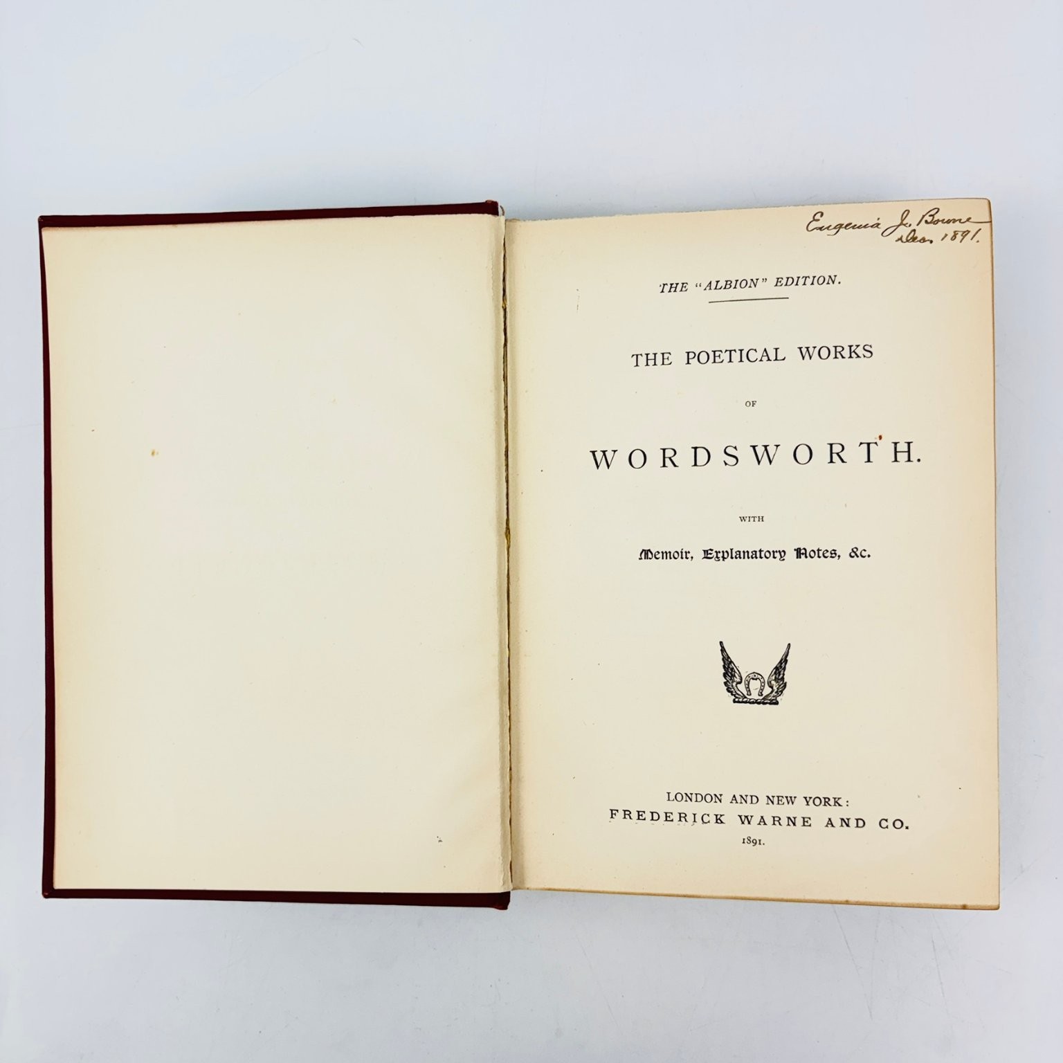 Poetical Works of Wordsworth 1891 Albion Edition – Poetry -Frederick Warne & Co
