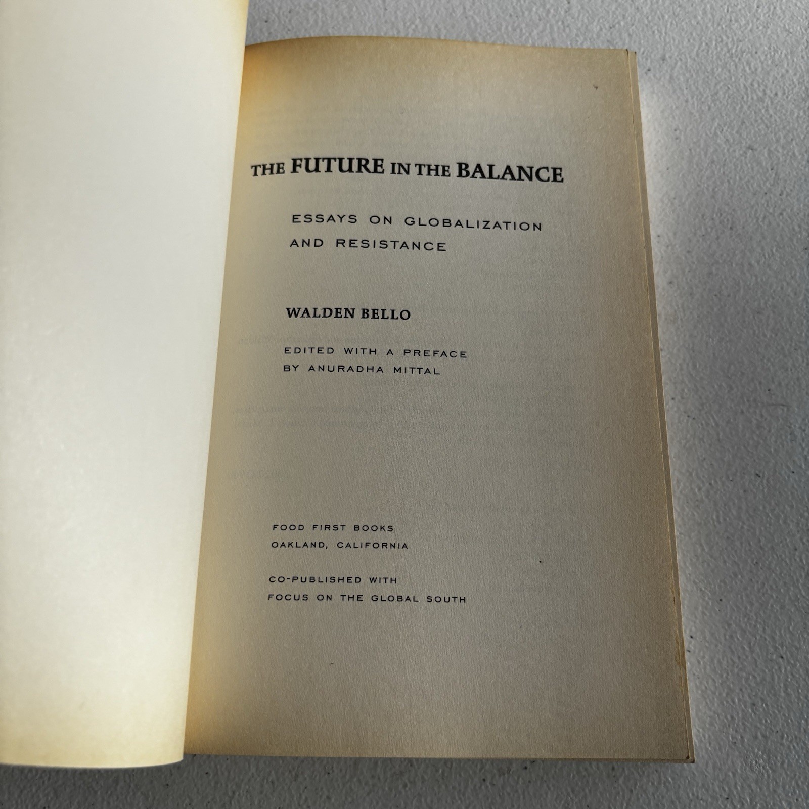 The Future in the Balance Essays on Globalization and Resistance