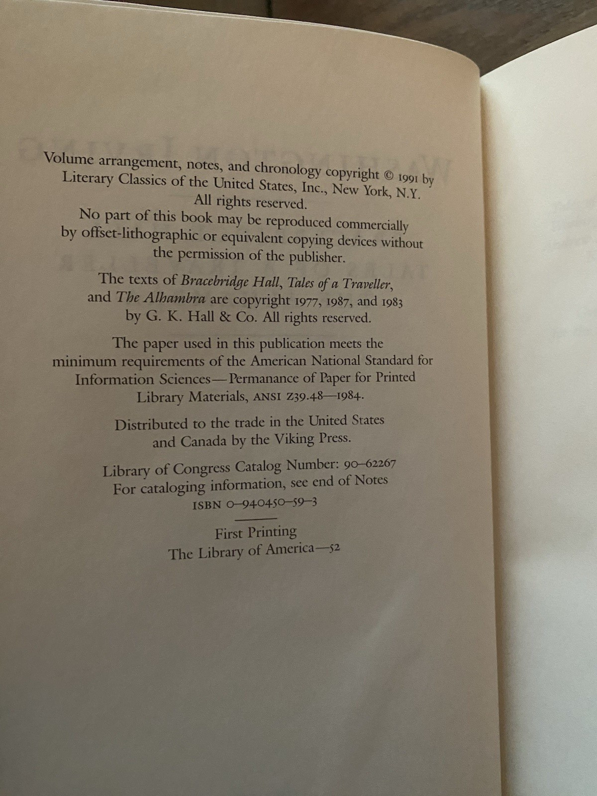 Washington Irving 3 Volumes The Library of America Slipcase