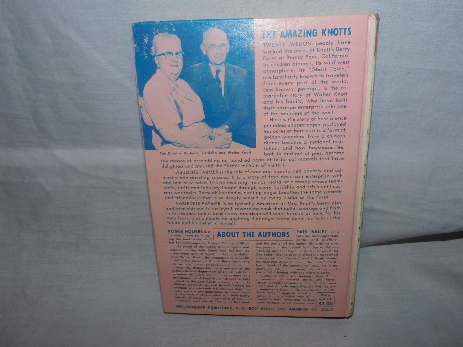 1956 WALTER KNOTT 1ST EDITION SIGNED BOOK  » FABULOUS FARMER « BEAUTIFUL CONDITION