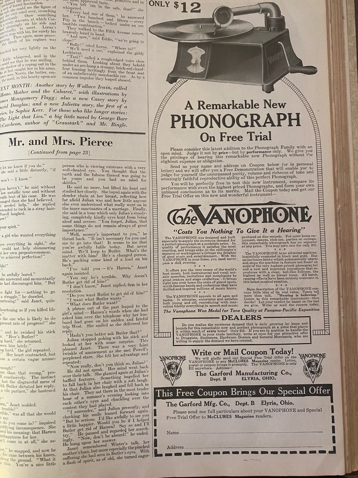 Hard Bound McClure&rsquo;S Magazine. Nov 1915 – April 1916. 6 Months 6 Magazines