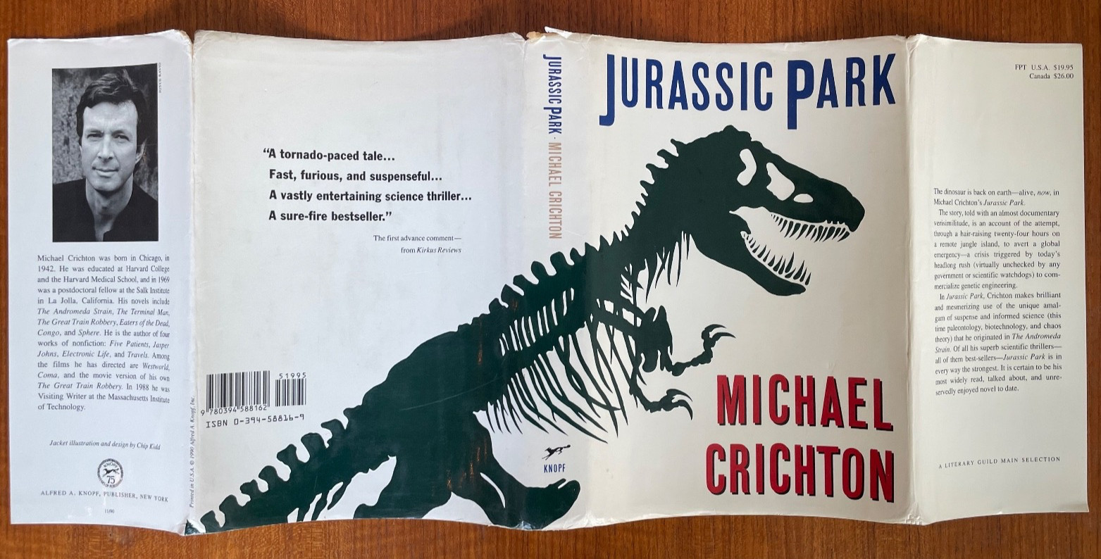 Jurassic Park, Michael Crichton (1990, HC) First Trade Edition First Printing