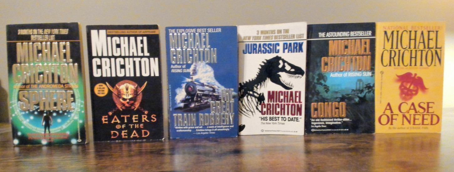 Michael Crichton PB Book Lot of 6 – Jurassic Park, Congo, Sphere & More