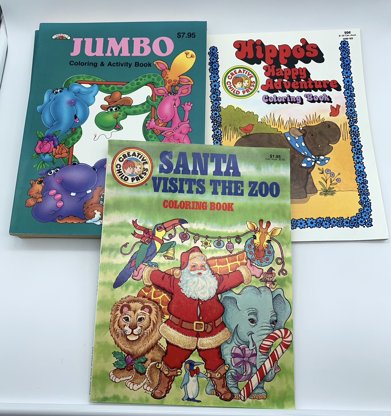 Vintage Coloring Books Lot 1980&rsquo;s & 1990s Sesame Street Santa Animals NOS & USED