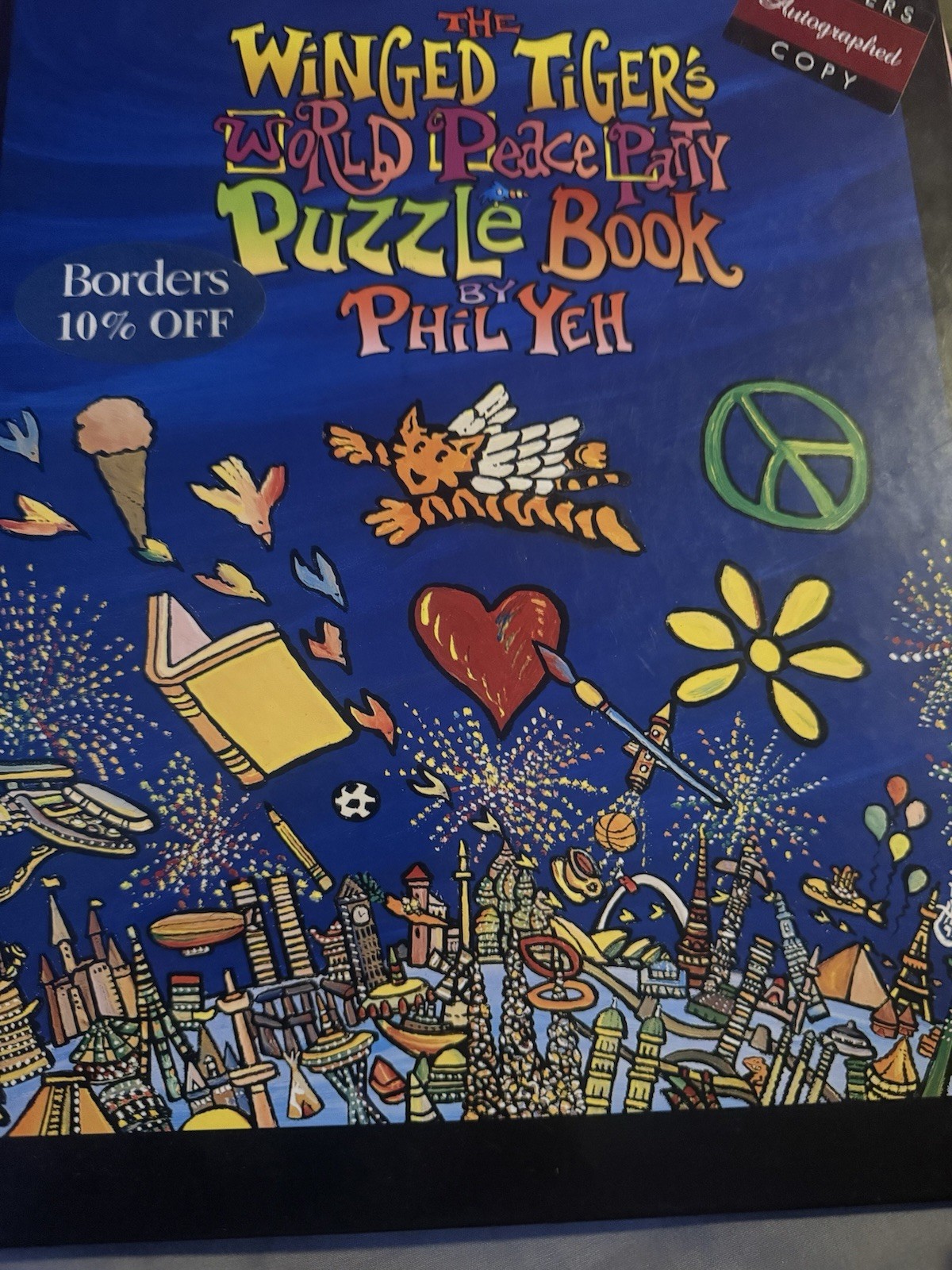 WINGED TIGER&rsquo;S WORLD PEACE PARTY PUZZLE BOOK By Phil Yeh HB VG