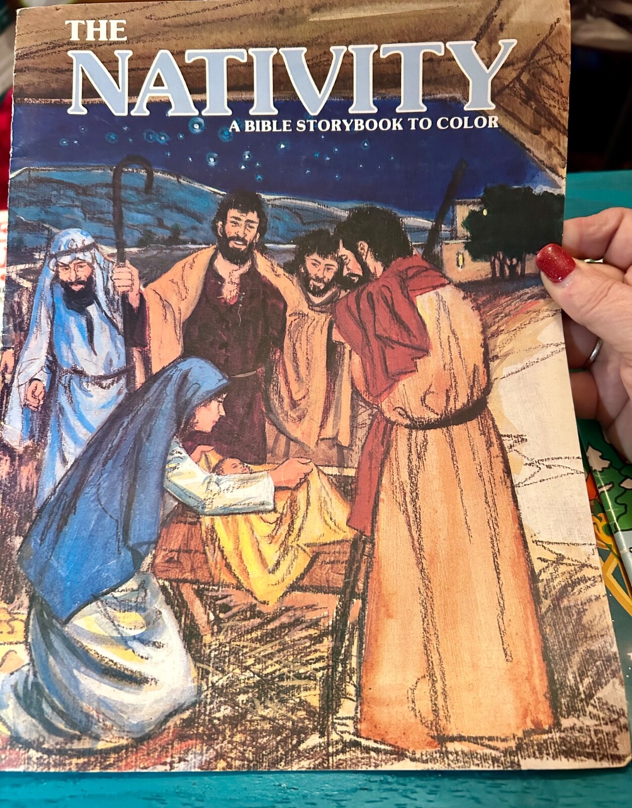 *Rare* THE NATIVITY a bible story to color Warner Press 1970&rsquo;s VTG Never Used
