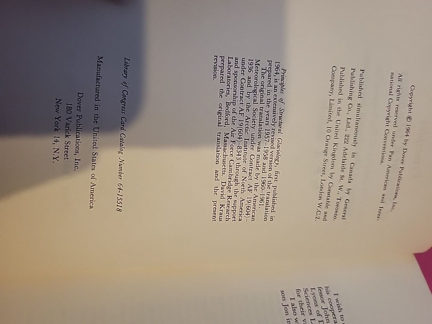 1964 Edition « Principles Of Structural Glaciology »