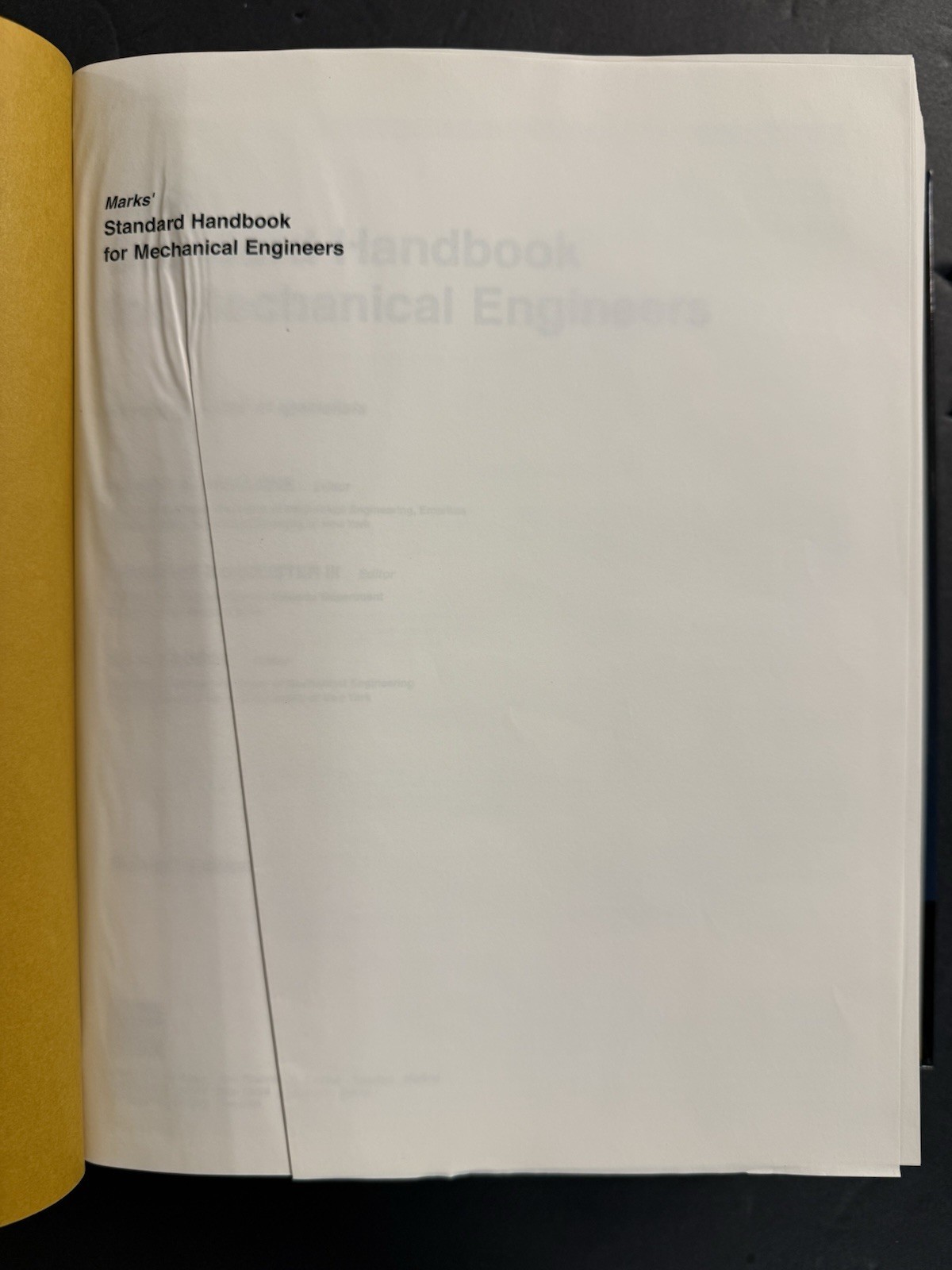 MARKS&rsquo; STANDARD HANDBOOK FOR MECHANICAL ENGINEERS 11th/Anniv Ed (2007, HC) VG