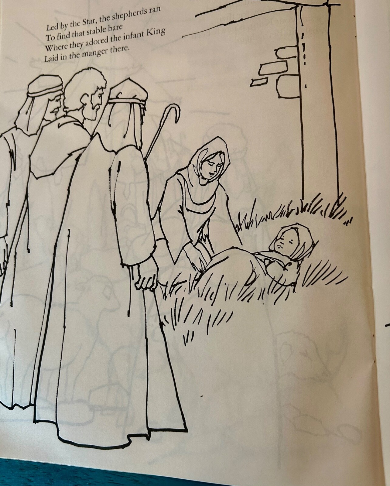 *Rare* THE NATIVITY a bible story to color Warner Press 1970&rsquo;s VTG Never Used
