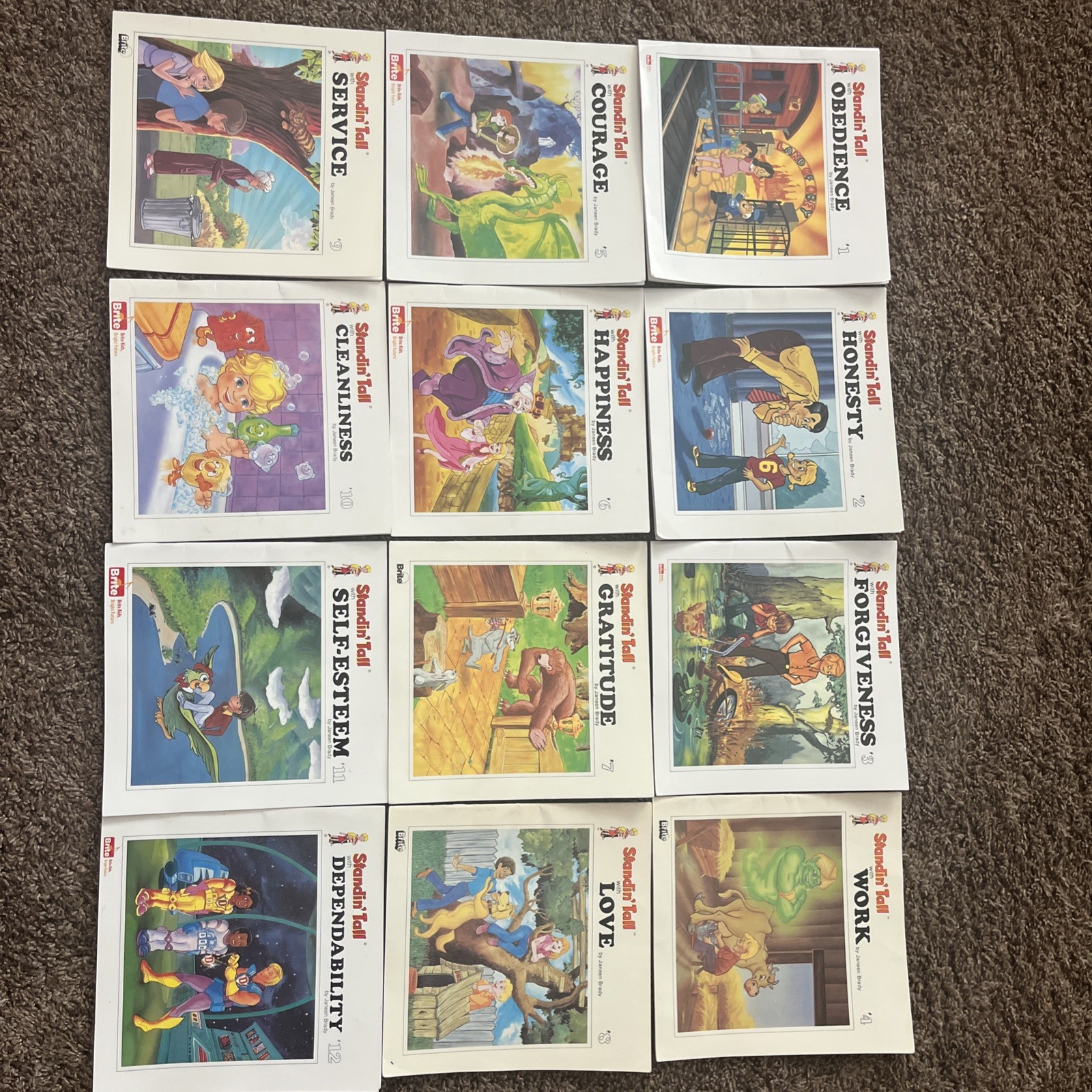 Lot Of 12 STANDIN&rsquo; TALL Book Set By Janeen Brady #1-12 Honesty, Courage, Love…