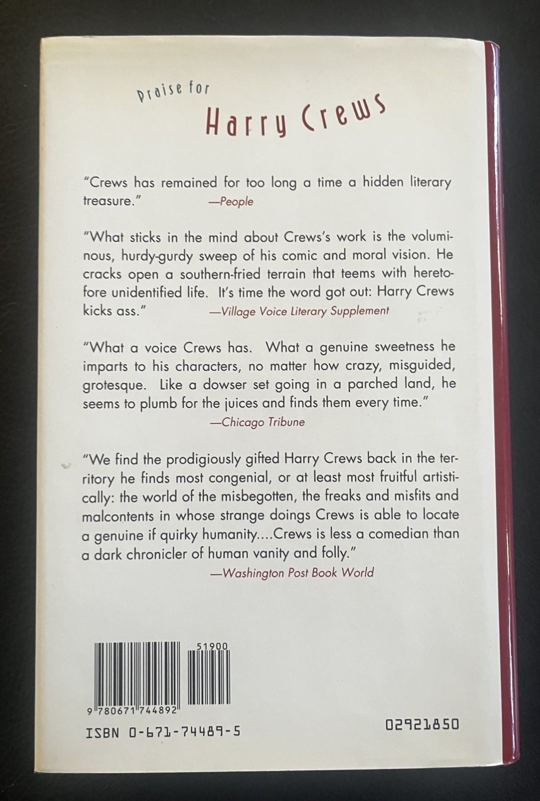 Scar Lover – by Harry Crews – 1st Edition Hardcover