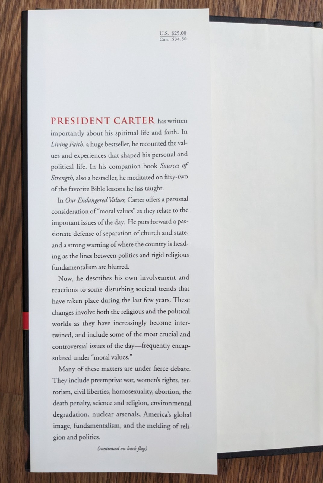 Jimmy Carter Our Endangered Values: America&rsquo;s Moral Crisis HC 2005 Signed DJ