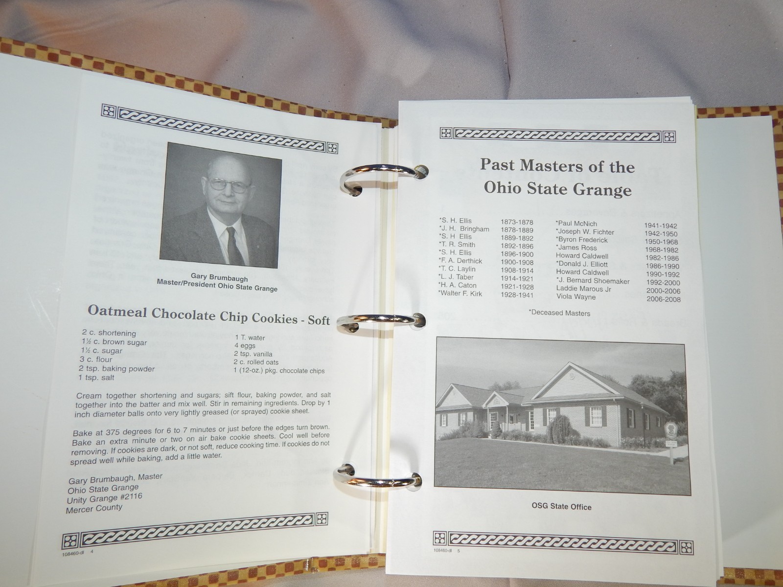 Ohio State Grange Collection of Recipes by Grange Members & Friend Cookbook 470p