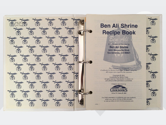 Ben Ali Shrine Recipe Cookbook 254+ Pages Sacamento, California Vintage 2001