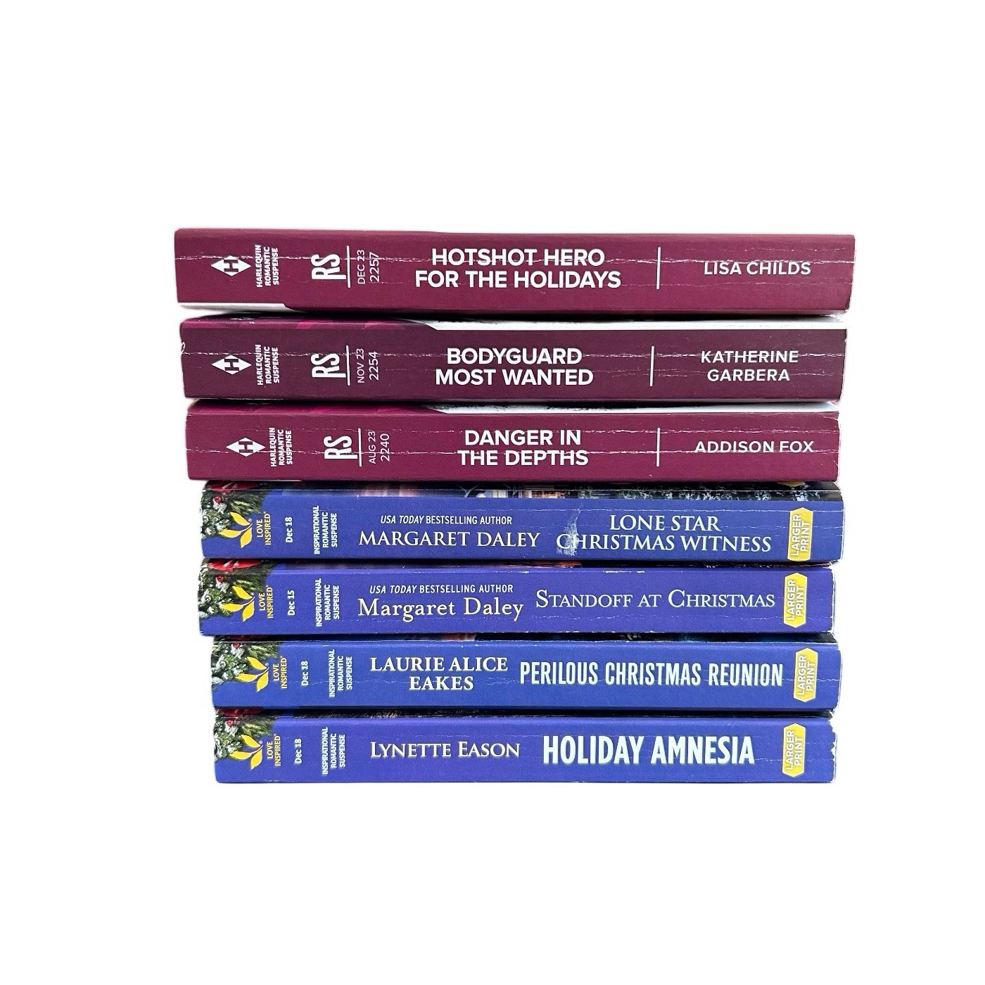 7 Harlequin Love Inspired Suspense Novels Paperback Lot Larger Print