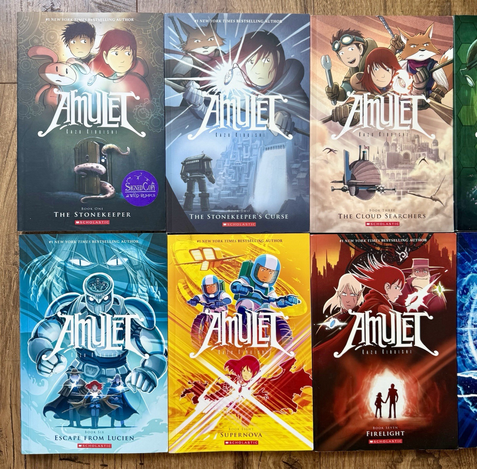 Complete Set 1-9 AMULET + 1 Graphic Novels SIGNED Kazu Kibuishi UNREAD Book lot