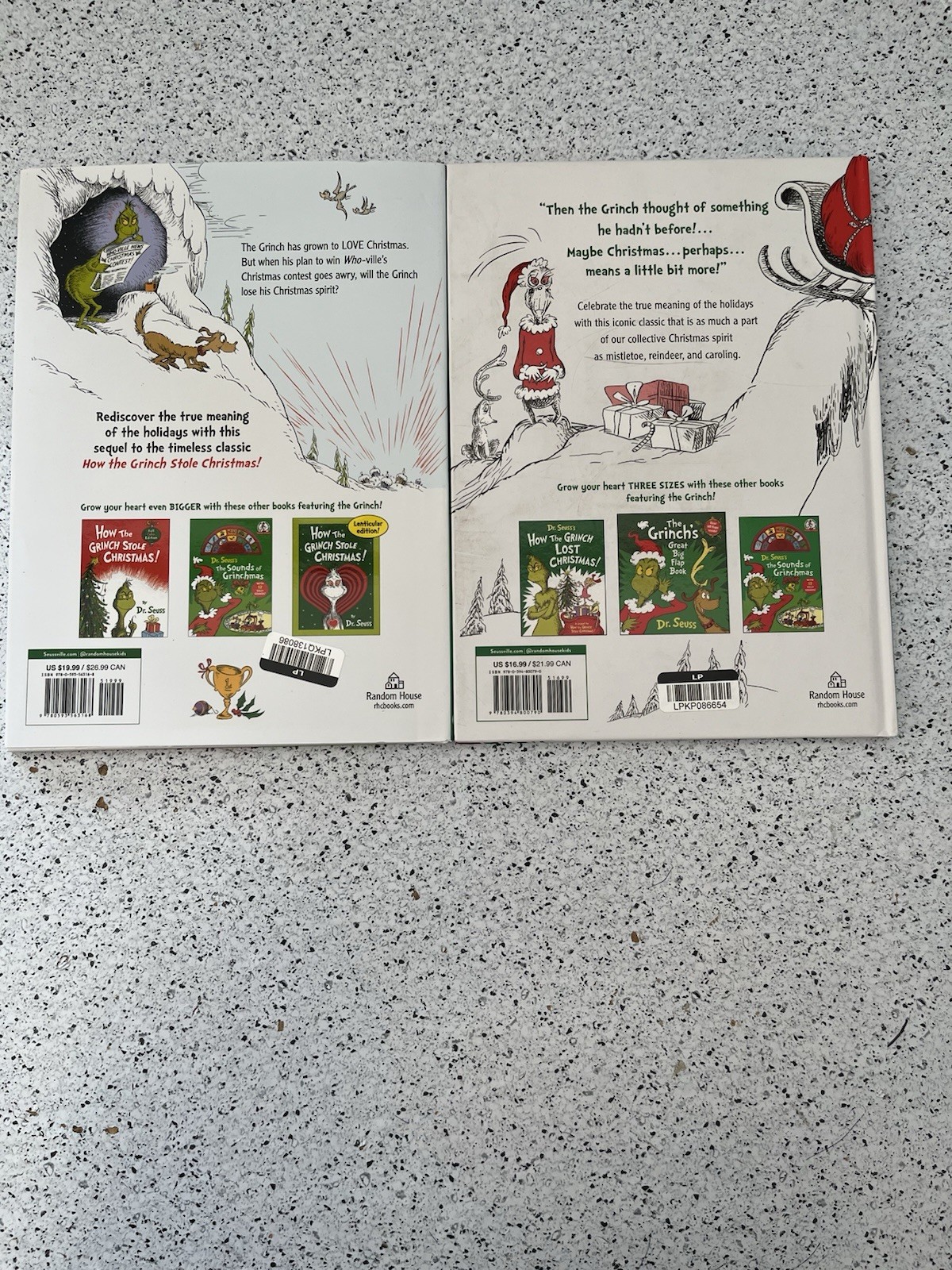 Dr. Seuss Books Lot of 2 Hardcover Large Format 8.5&Prime;x11&Prime; Random House Christmas
