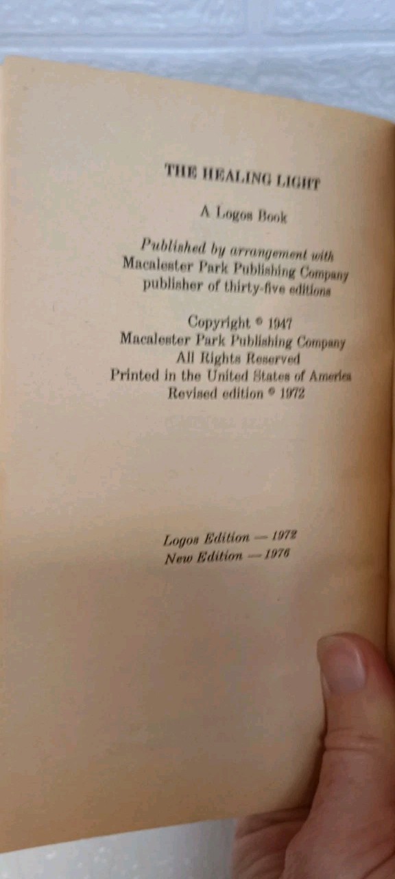 The Healing Light by: Agnes Sanford Logos Book 1976