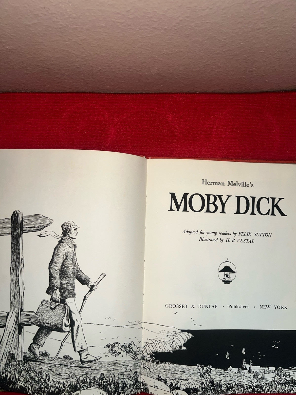 Herman Melville&rsquo;s MOBY DICK 1956 Grosset & Dunlap Hardcover Illustrated🌟Rare