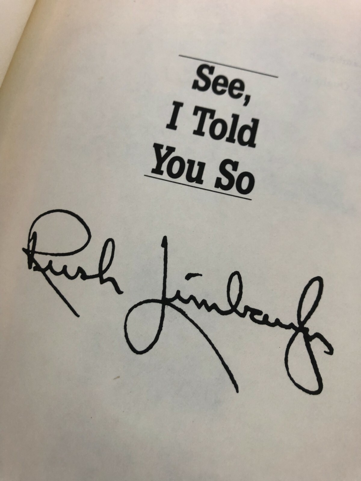 Vintage Book Blue 364 Pages- « See I Told You So » by Rush Limbaugh New York Times