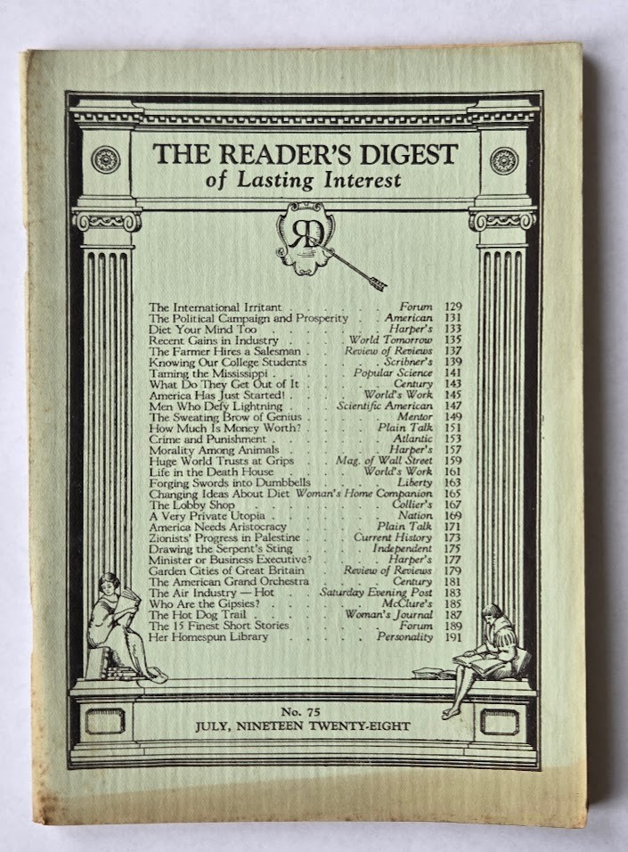 Antique 1928 The Reader&rsquo;s Digest of Lasting Interest Magazine Booklets U Choose
