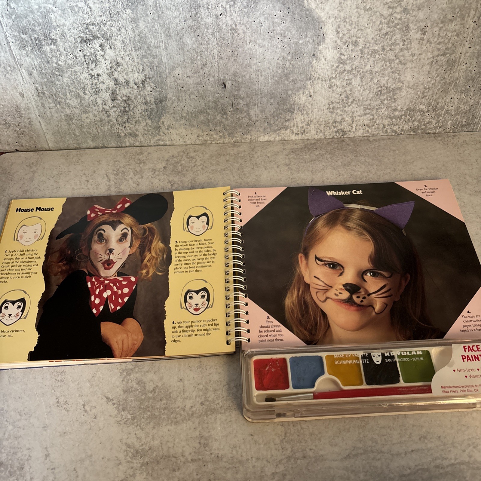 Vintage 1990 Face Painting kids craft book spiral found Klutz Editors