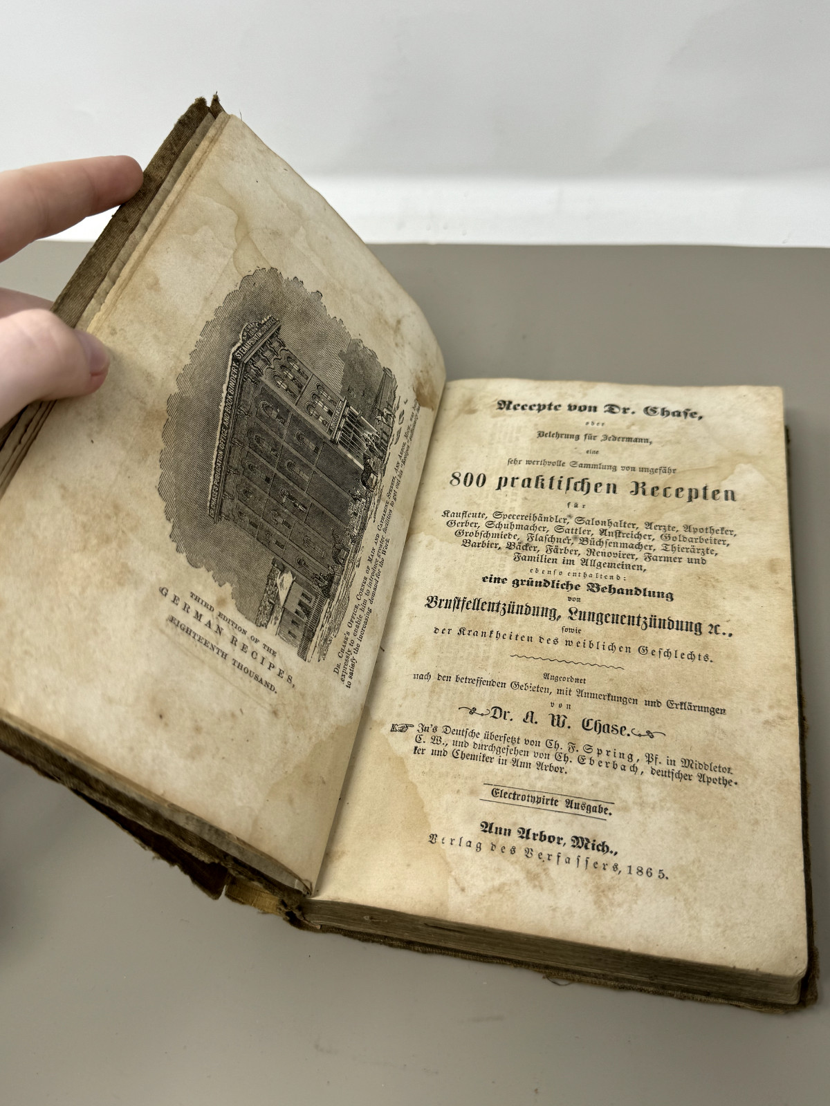 800 Practical German Recipes Antique Book, Bakers Gunsmiths Doctors + More 1800s