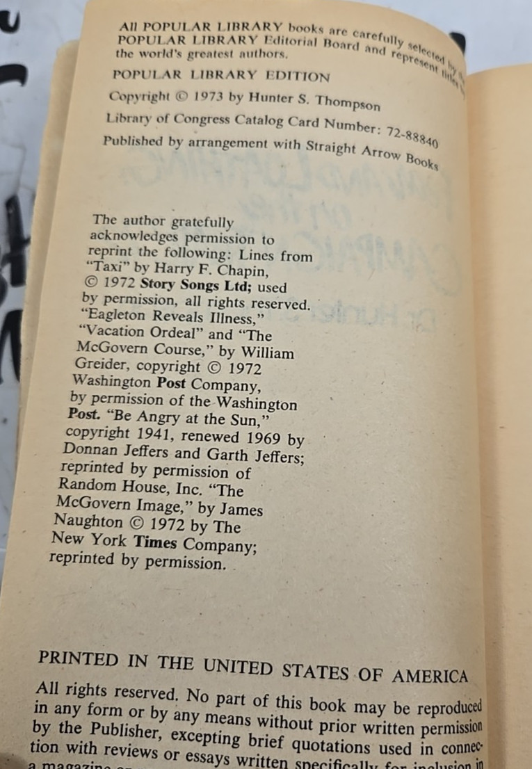 Fear and Loathing: On the Campaign Trail &rsquo;72 – Hunter S. Thompson pb