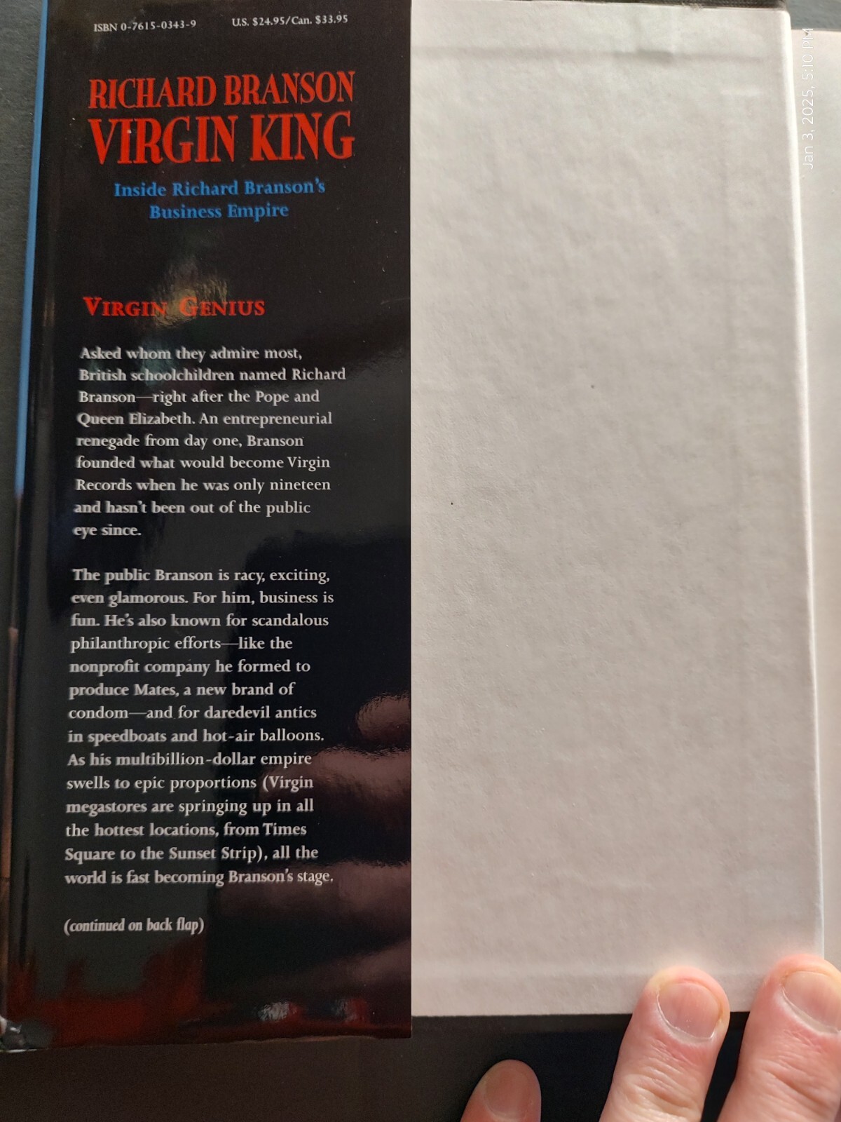 Richard Branson, Virgin King : inside Richard Branson&rsquo;s Empire, 448 pages, ©1996
