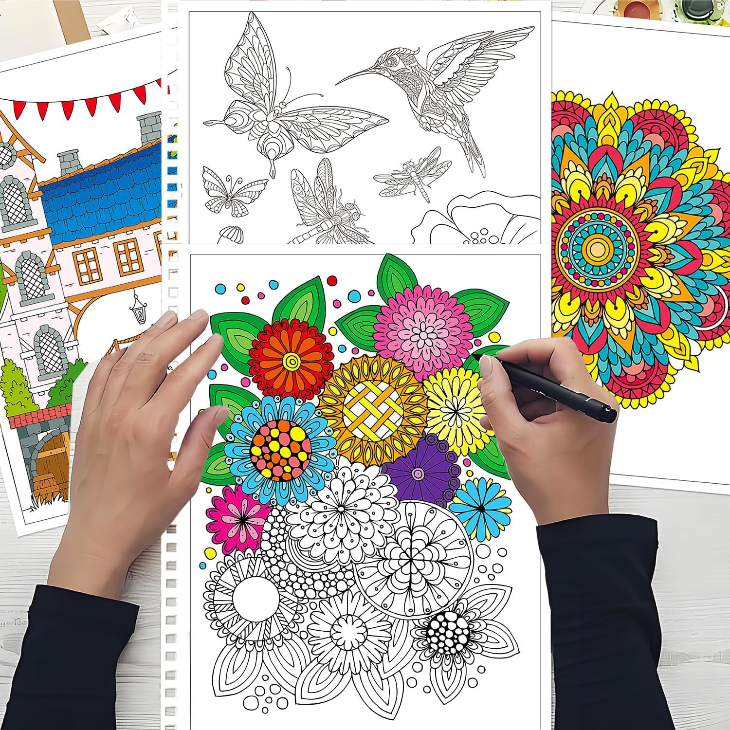 Adult Coloring Set of 3 Coloring Books for Adults Relaxation Include Mandalas,F