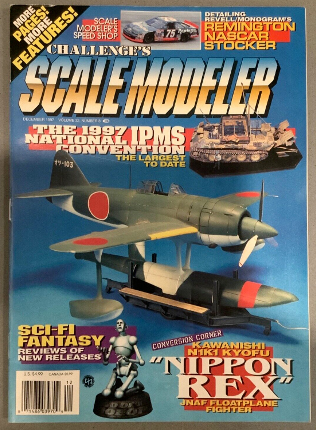 Scale Modeler Challenge&rsquo;s Vol 32 # 8 Dec 1997 Kawanishi N1K1 Kyofu Nascar Revell