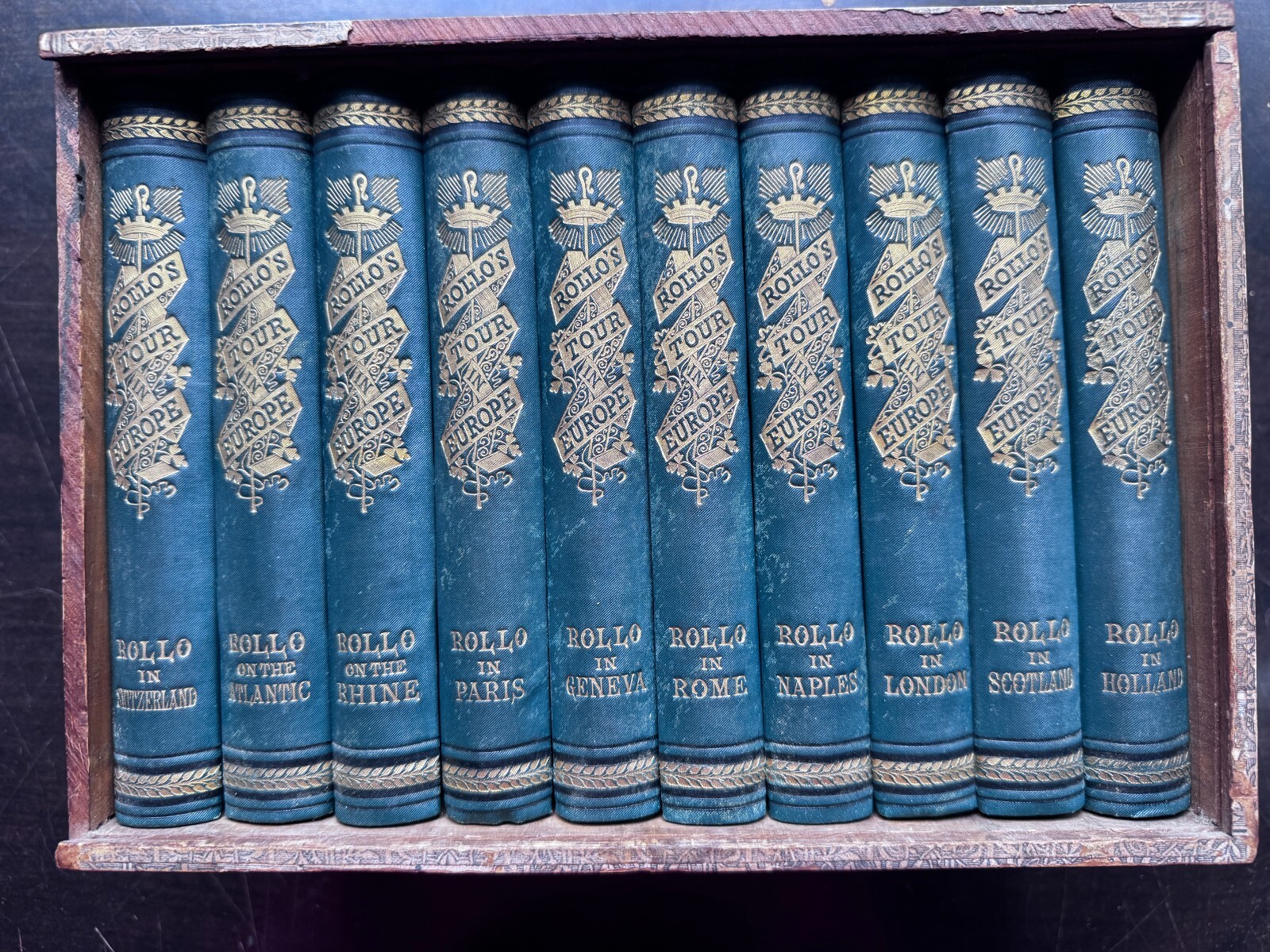 1883 ROLLO&rsquo;S TOUR IN EUROPE by Jacob Abbott Box Set of 10 Books EX