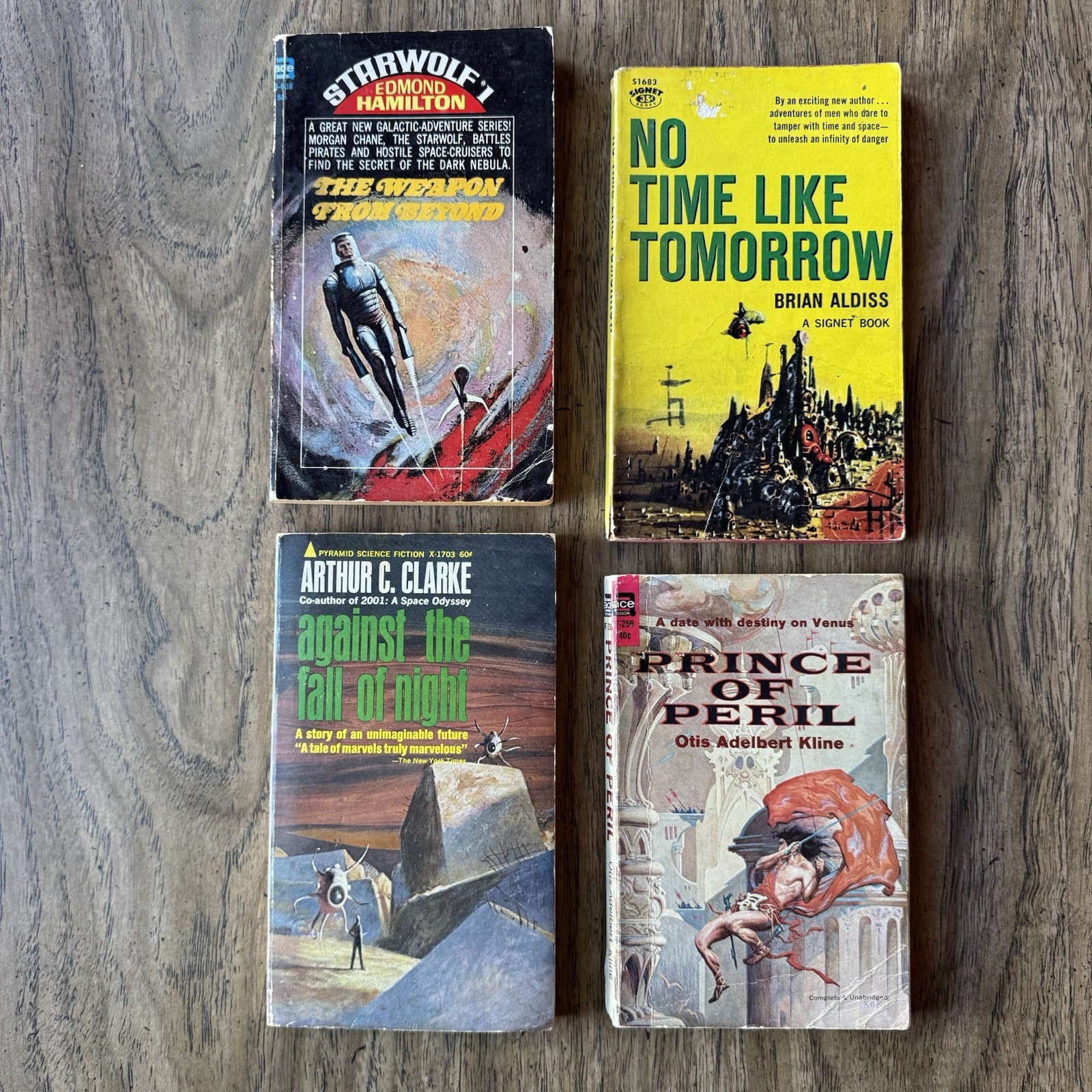 Lot of 4 Classic Sci-Fi Paperbacks – Arthur C. Clarke, Aldiss, Hamilton