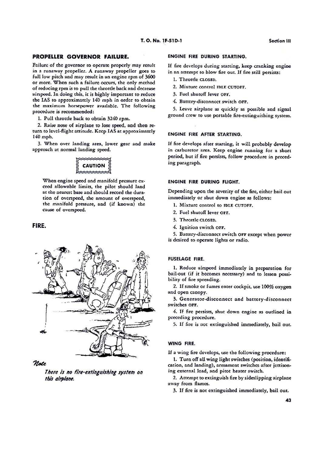 T.O. No. 1F-51D-1 Pilot&rsquo;s Manual P-51D Mustang Flight Handbook loose leaf