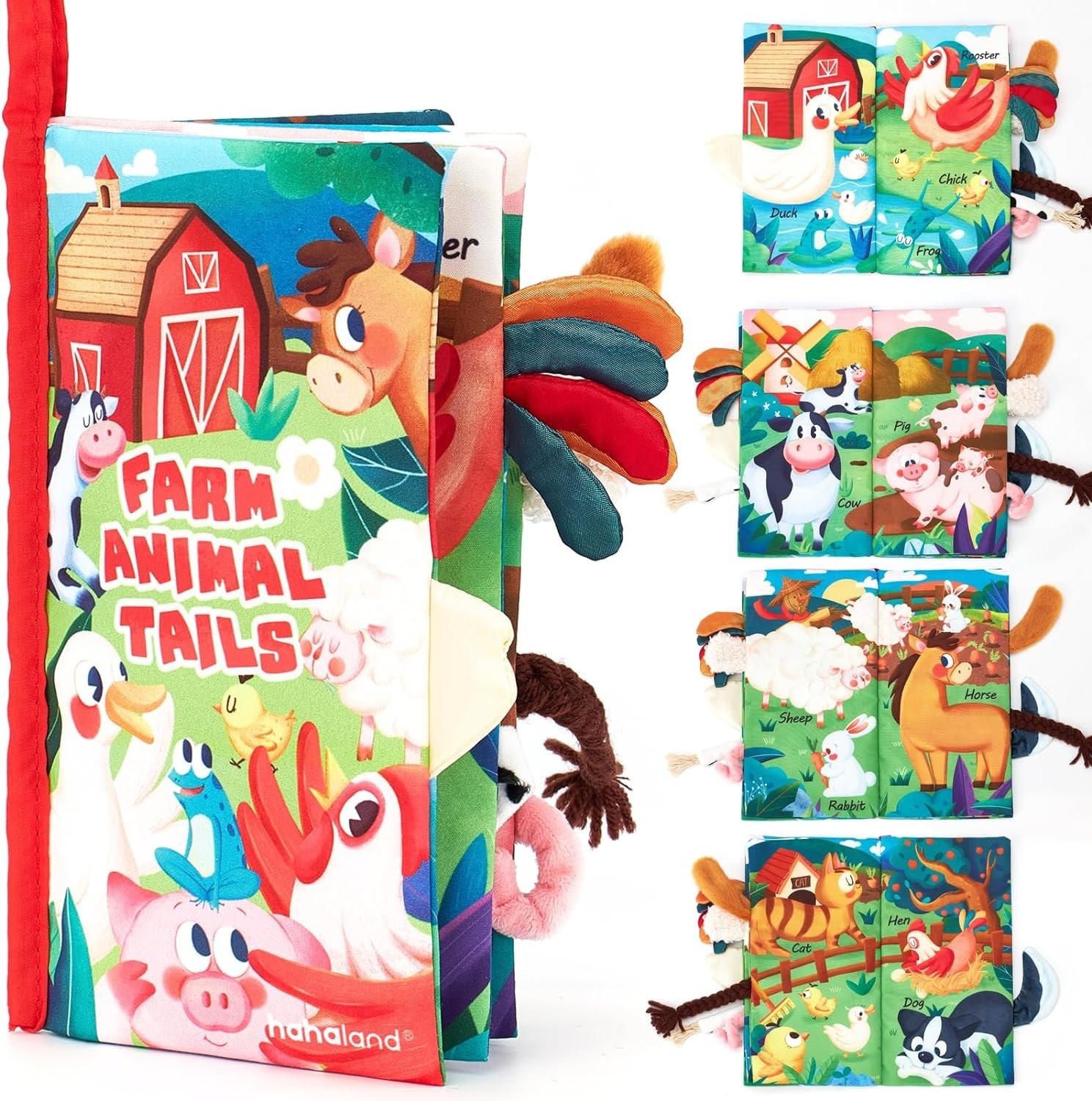 Multicolored Farm Tails Cloth Book – Engaging Sensory Experience for Babies